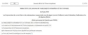 directive europeenne secret affaires