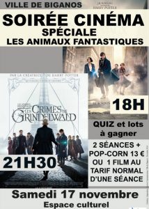 cinema biganos soiree animaux fantastiques