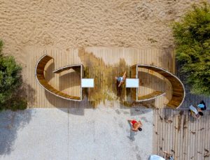 vestiaire de la plage audenge vu aerienne